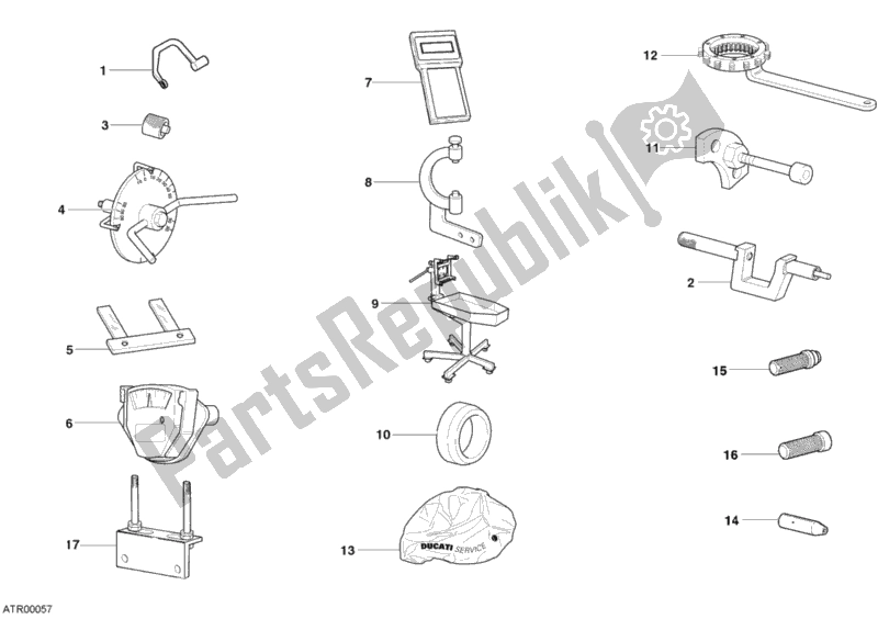 Toutes les pièces pour le 001 - Outils De Service D'atelier, Moteur du Ducati Superbike 749 Dark 2004